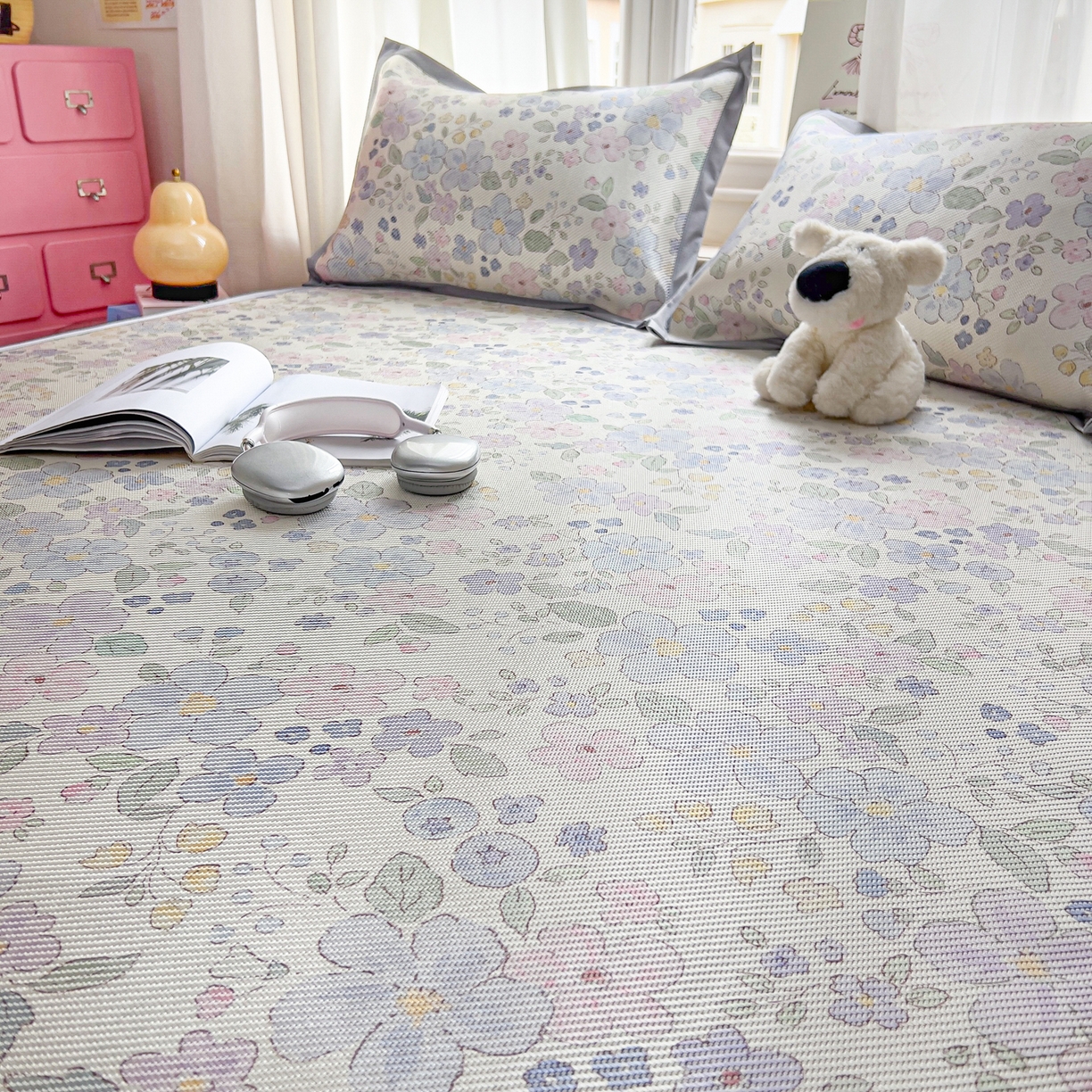 91家纺网 家纺一手货源 找家纺 川悦生活 2026新款时尚数码印花冰藤席 兰铃花园