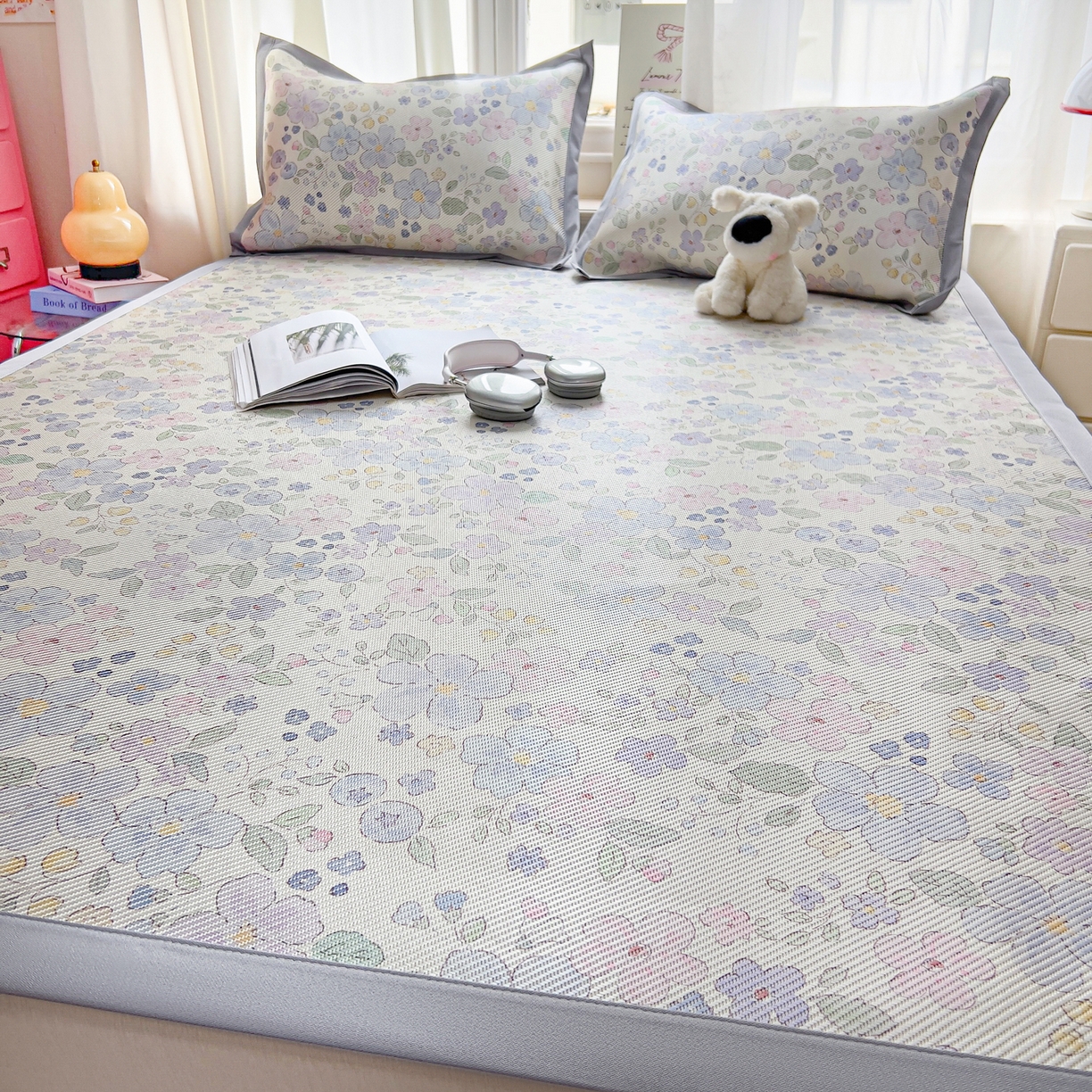 91家纺网 家纺一手货源 找家纺 川悦生活 2026新款时尚数码印花冰藤席 兰铃花园