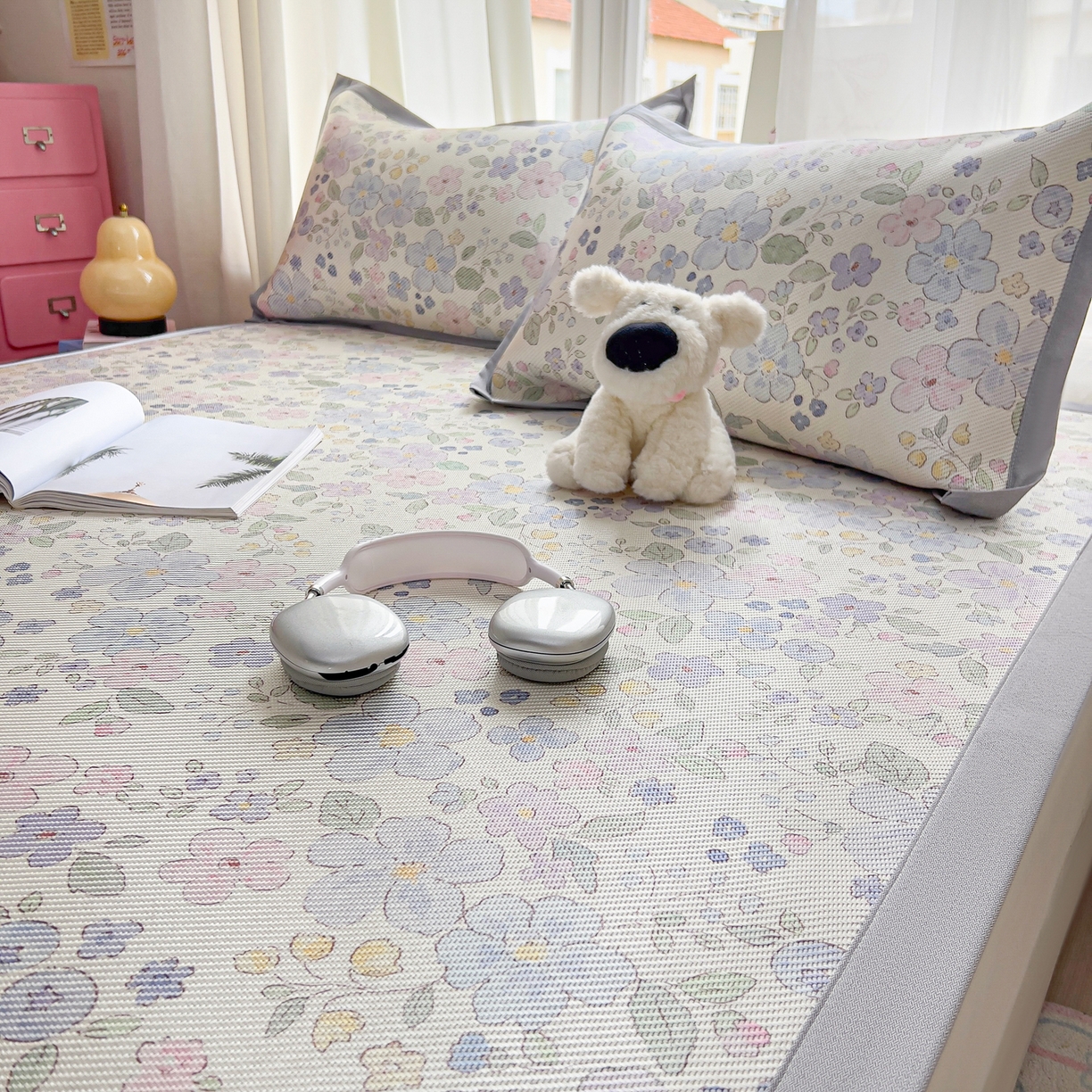 91家纺网 家纺一手货源 找家纺 川悦生活 2026新款时尚数码印花冰藤席 兰铃花园