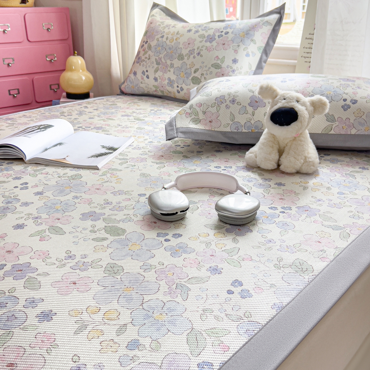 91家纺网 家纺一手货源 找家纺 川悦生活 2026新款时尚数码印花冰藤席 兰铃花园