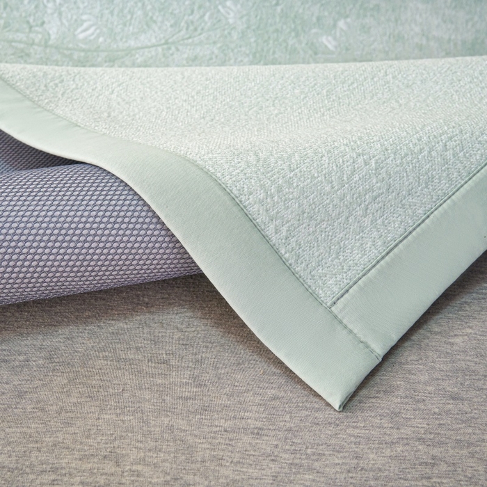 91家纺网 家纺一手货源 找家纺 雅诗帛 2026新款提花PE凉感冰丝席三件套 木兰-直角绿