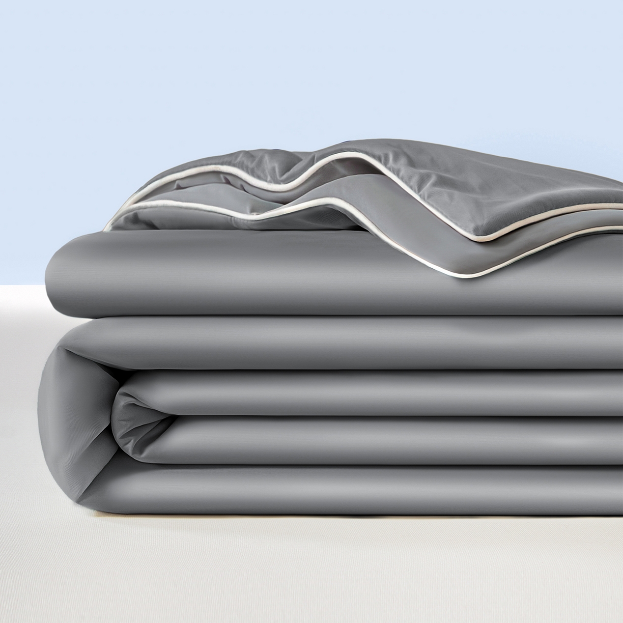 91家纺网 家纺一手货源 找家纺 寐眠 2026新款凉感纯色双拼夏被夏凉被空调被-风格一 云灰冰柔