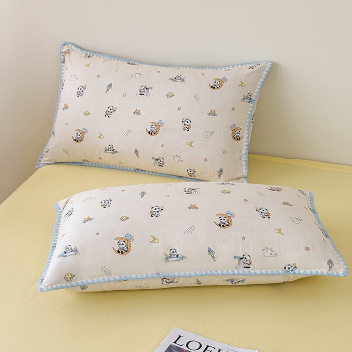 91家纺网 家纺一手货源 找家纺 爱她美家纺 2026新款A类全棉有氧双层纱大豆夏被夏凉被空调被四件套 太空熊猫-米
