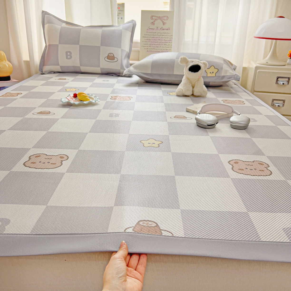 川悦生活 2026新款时尚数码印花冰藤席 凉夏奶熊