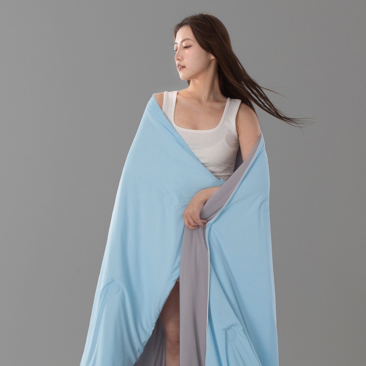 91家纺网 家纺一手货源 找家纺 寐眠 2026新款凉感纯色双拼夏被夏凉被空调被-风格一 云屿冰蓝