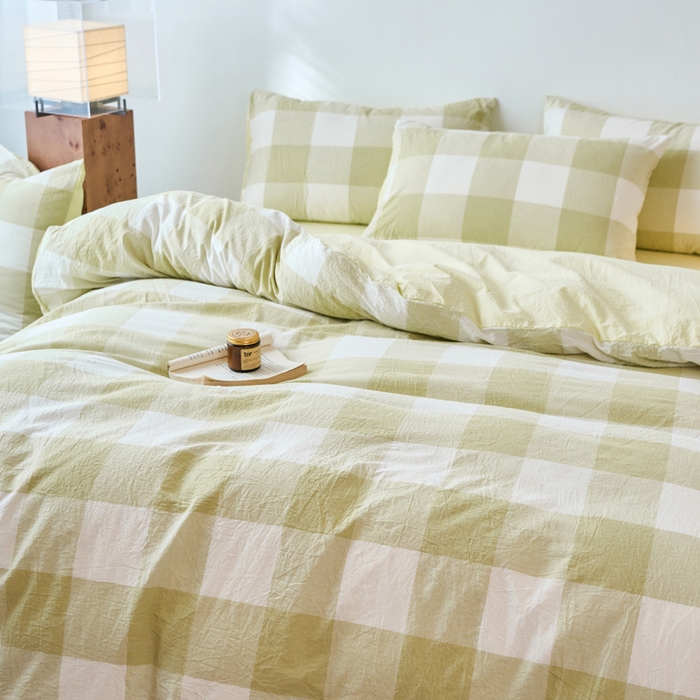 91家纺网 家纺一手货源 找家纺 春皖家纺 2026春夏新款全棉纯棉水洗棉四件套 素雅-芳绿