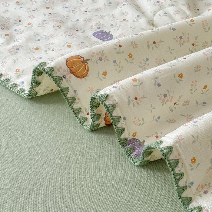 91家纺网 家纺一手货源 找家纺 爱她美家纺 2026新款A类全棉有氧双层纱大豆夏被夏凉被空调被四件套 旺旺南瓜