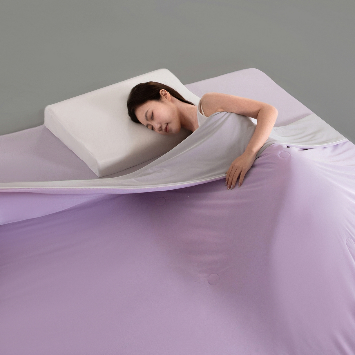 寐眠 2026新款凉感纯色双拼夏被夏凉被空调被-风格一 紫芋冰絮