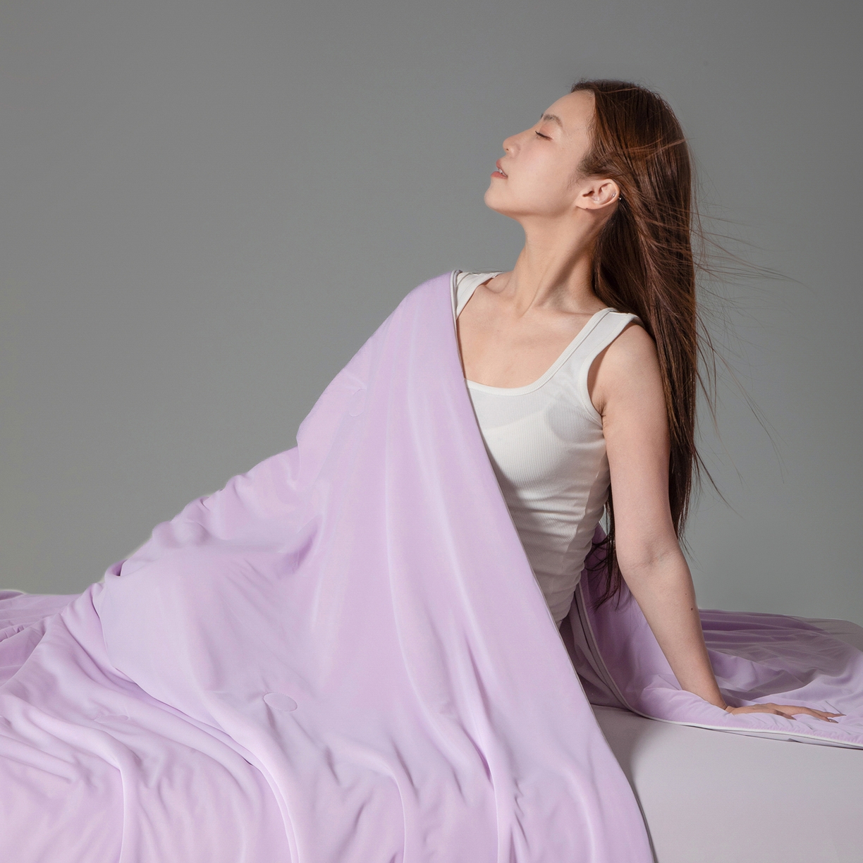 91家纺网 家纺一手货源 找家纺 寐眠 2026新款凉感纯色双拼夏被夏凉被空调被-风格一 紫芋冰絮