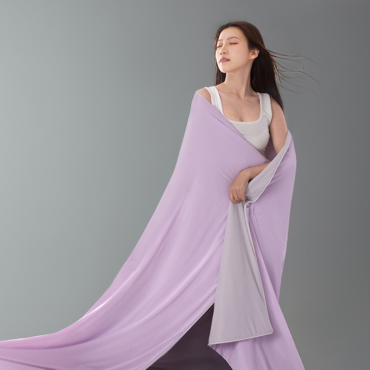 91家纺网 家纺一手货源 找家纺 寐眠 2026新款凉感纯色双拼夏被夏凉被空调被-风格一 紫芋冰絮