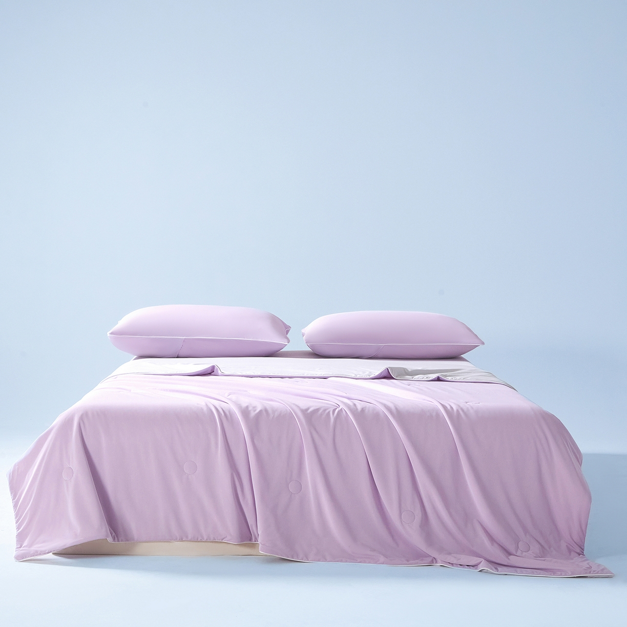 91家纺网 家纺一手货源 找家纺 寐眠 2026新款凉感纯色双拼夏被夏凉被空调被-风格一 紫芋冰絮