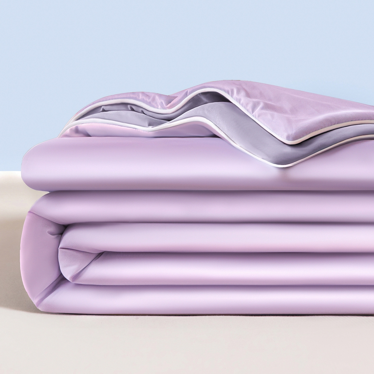 91家纺网 家纺一手货源 找家纺 寐眠 2026新款凉感纯色双拼夏被夏凉被空调被-风格一 紫芋冰絮