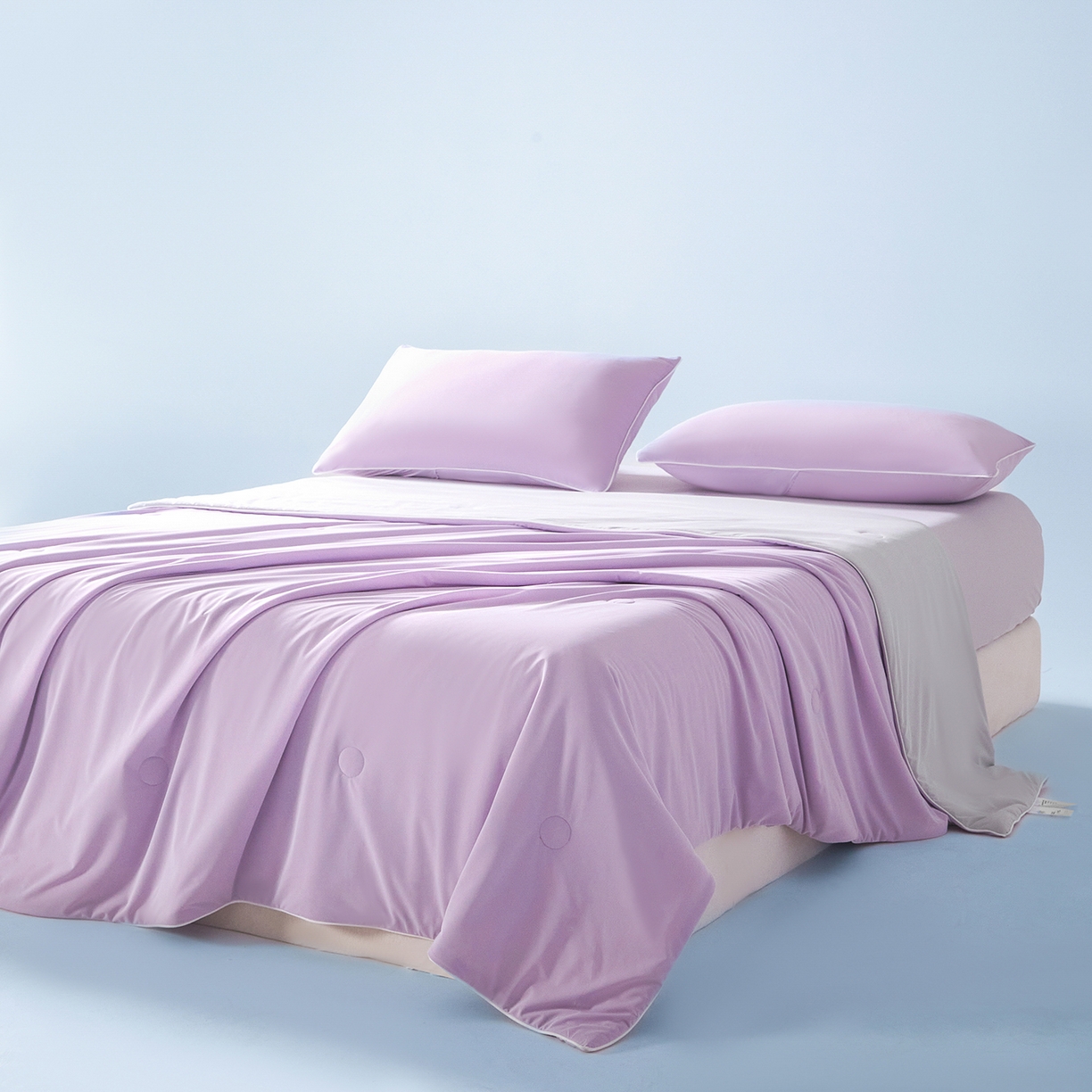 91家纺网 家纺一手货源 找家纺 寐眠 2026新款凉感纯色双拼夏被夏凉被空调被-风格一 紫芋冰絮