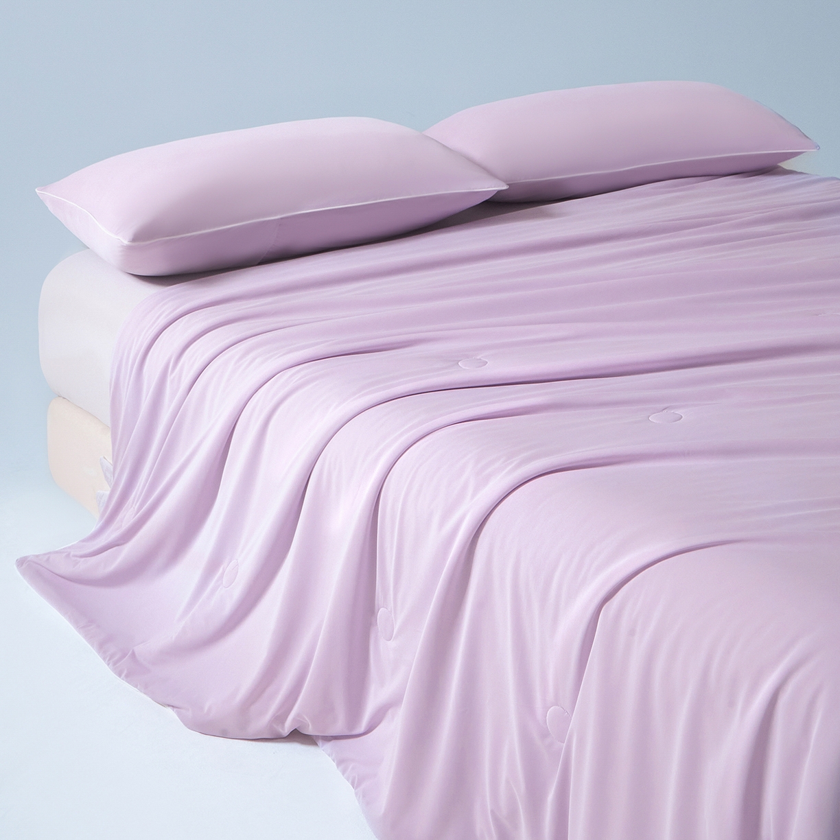 91家纺网 家纺一手货源 找家纺 寐眠 2026新款凉感纯色双拼夏被夏凉被空调被-风格一 紫芋冰絮