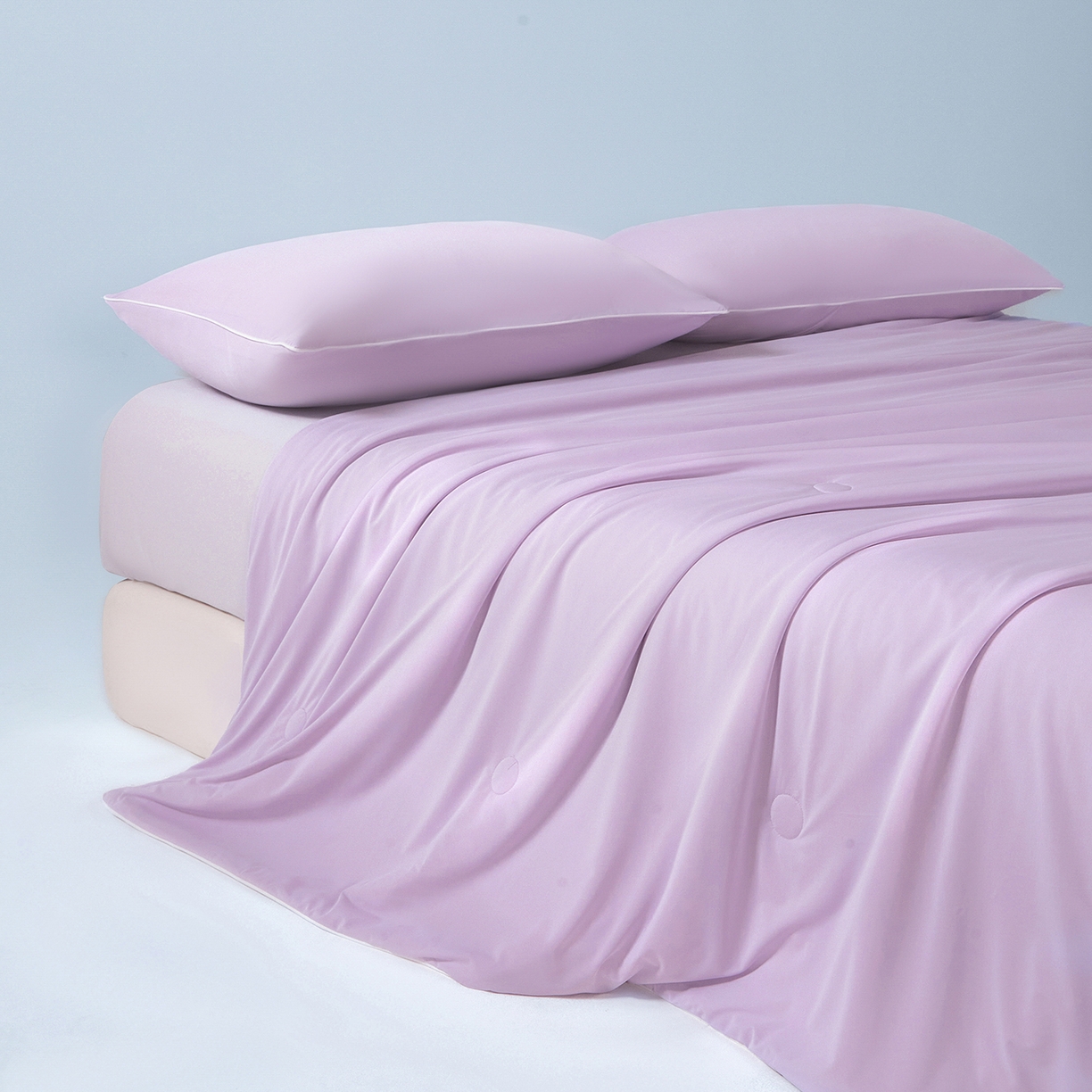 91家纺网 家纺一手货源 找家纺 寐眠 2026新款凉感纯色双拼夏被夏凉被空调被-风格一 紫芋冰絮