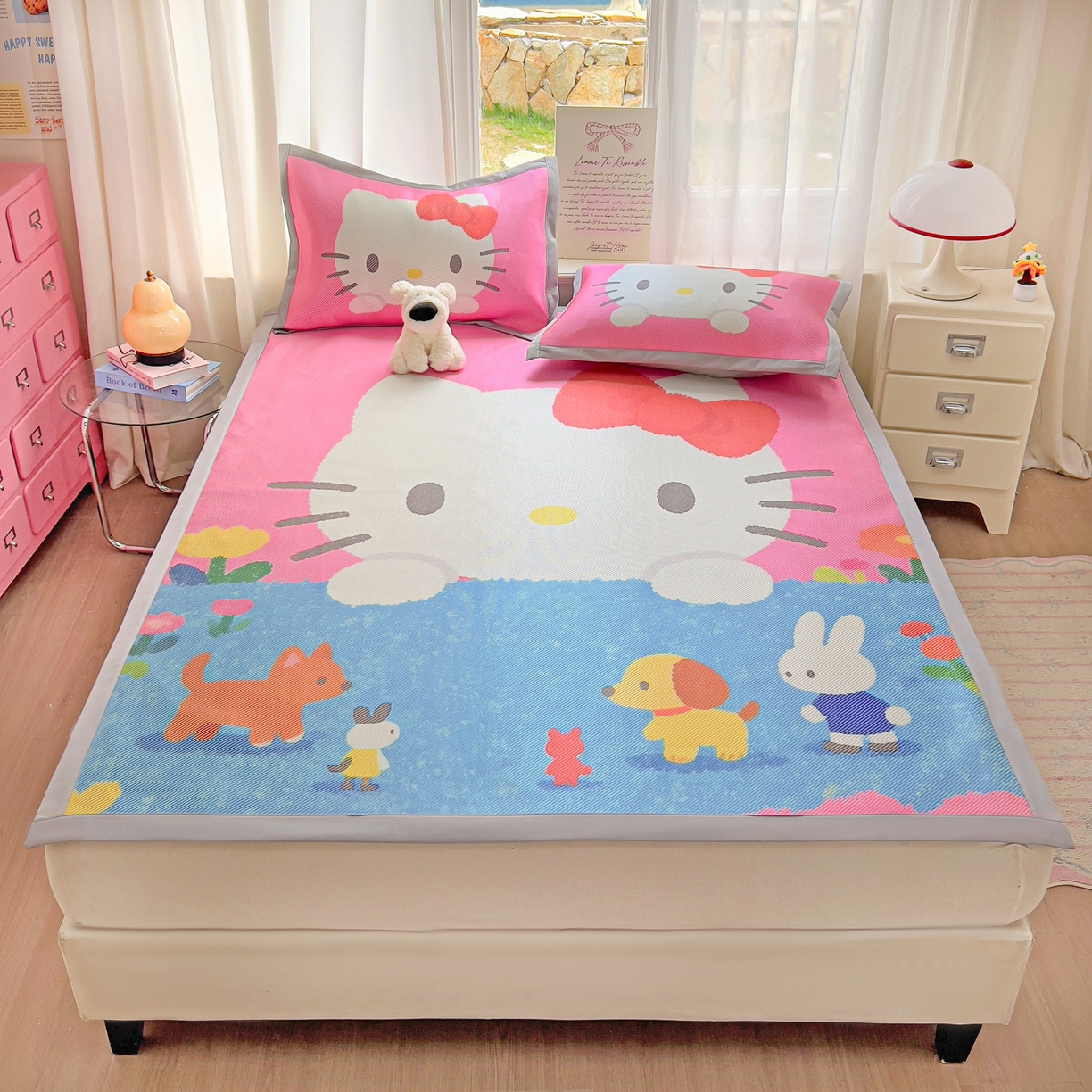 91家纺网 家纺一手货源 找家纺 川悦生活 2026新款时尚数码印花冰藤席 莓果花园