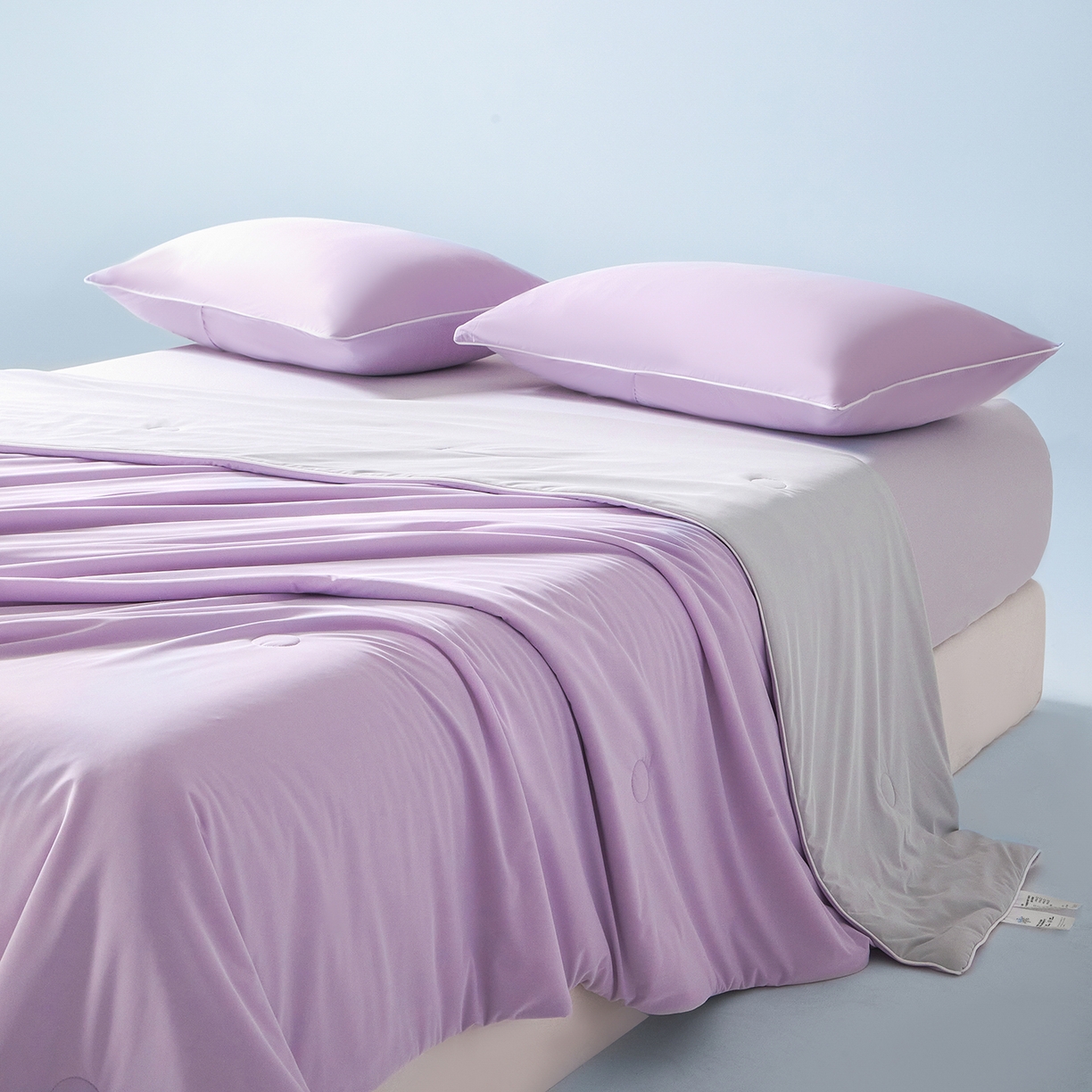 91家纺网 家纺一手货源 找家纺 寐眠 2026新款凉感纯色双拼夏被夏凉被空调被-风格一 紫芋冰絮