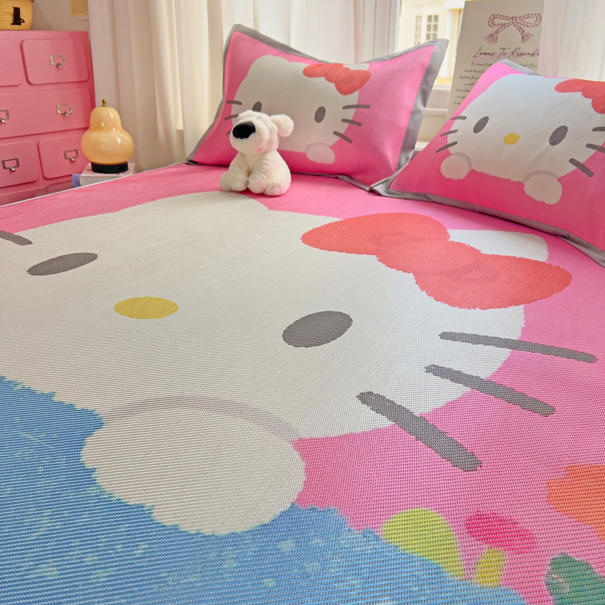 91家纺网 家纺一手货源 找家纺 川悦生活 2026新款时尚数码印花冰藤席 莓果花园