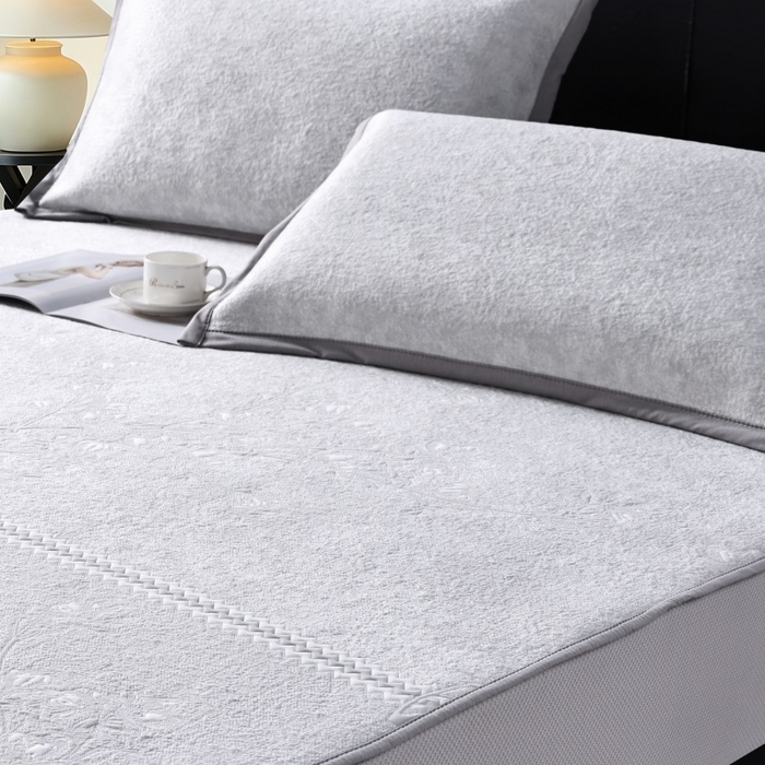 91家纺网 家纺一手货源 找家纺 雅诗帛 2026新款提花PE凉感冰丝席三件套 木兰-床笠灰