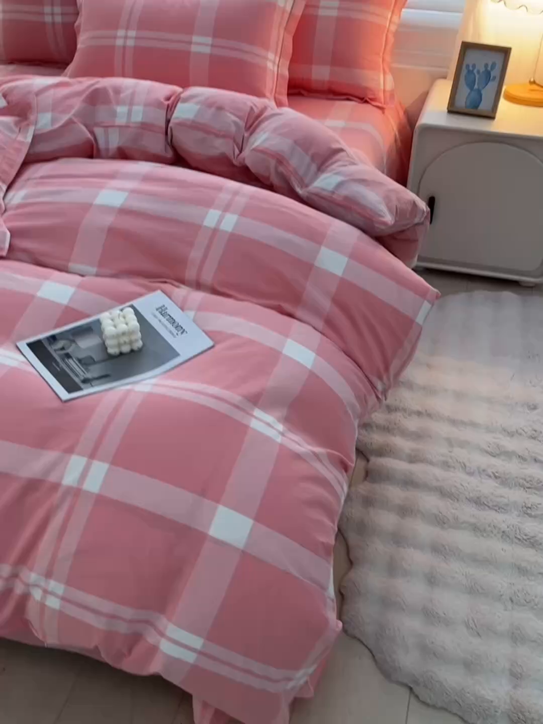 91家纺网 家纺一手货源 找家纺 润淳家居 2025新款A类全棉水洗棉四件套三件套多伦多 粉