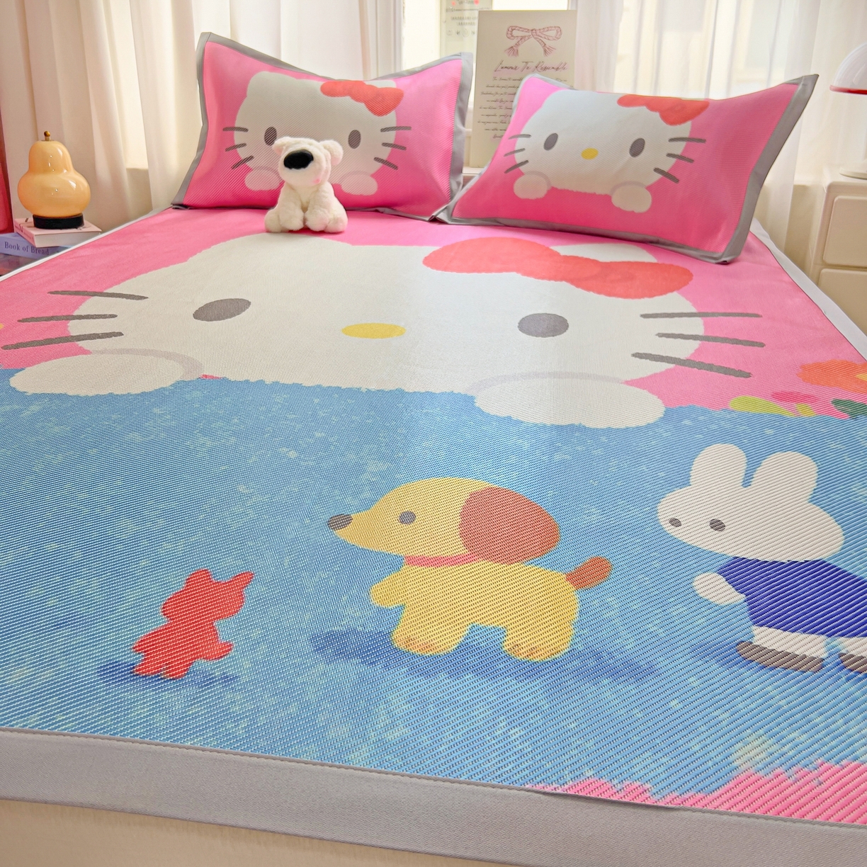 91家纺网 家纺一手货源 找家纺 川悦生活 2026新款时尚数码印花冰藤席 莓果花园