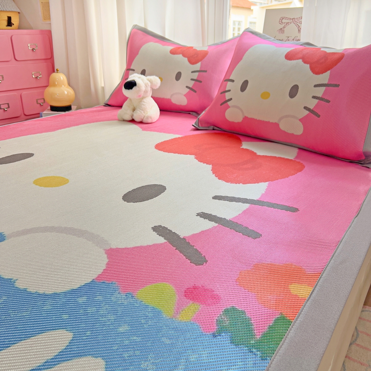 91家纺网 家纺一手货源 找家纺 川悦生活 2026新款时尚数码印花冰藤席 莓果花园