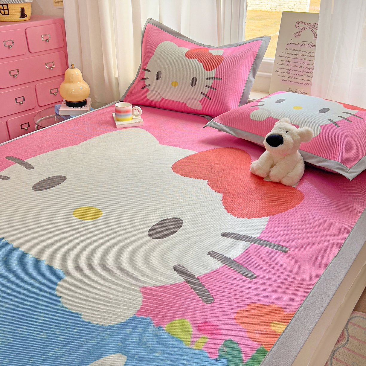 91家纺网 家纺一手货源 找家纺 川悦生活 2026新款时尚数码印花冰藤席 莓果花园