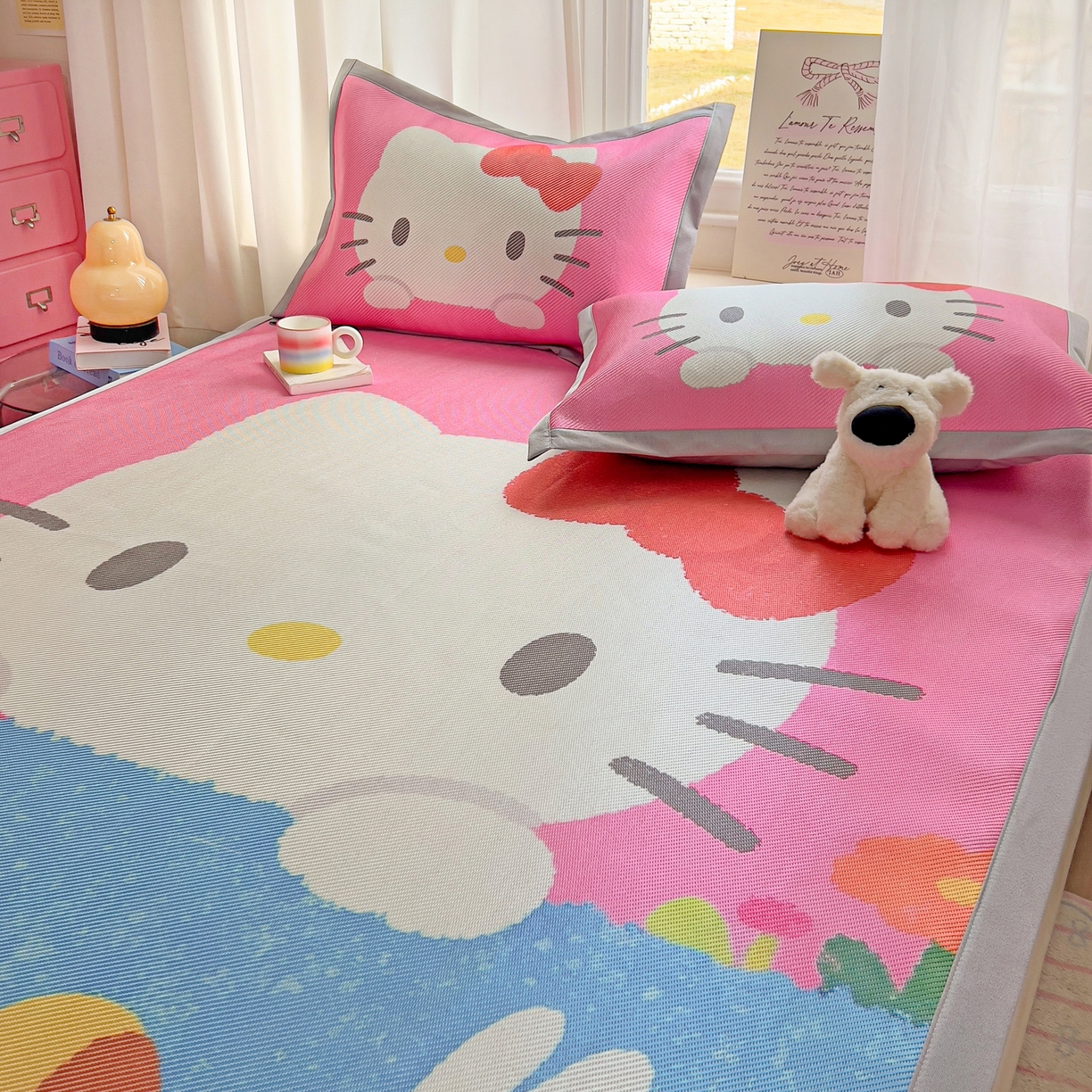 91家纺网 家纺一手货源 找家纺 川悦生活 2026新款时尚数码印花冰藤席 莓果花园