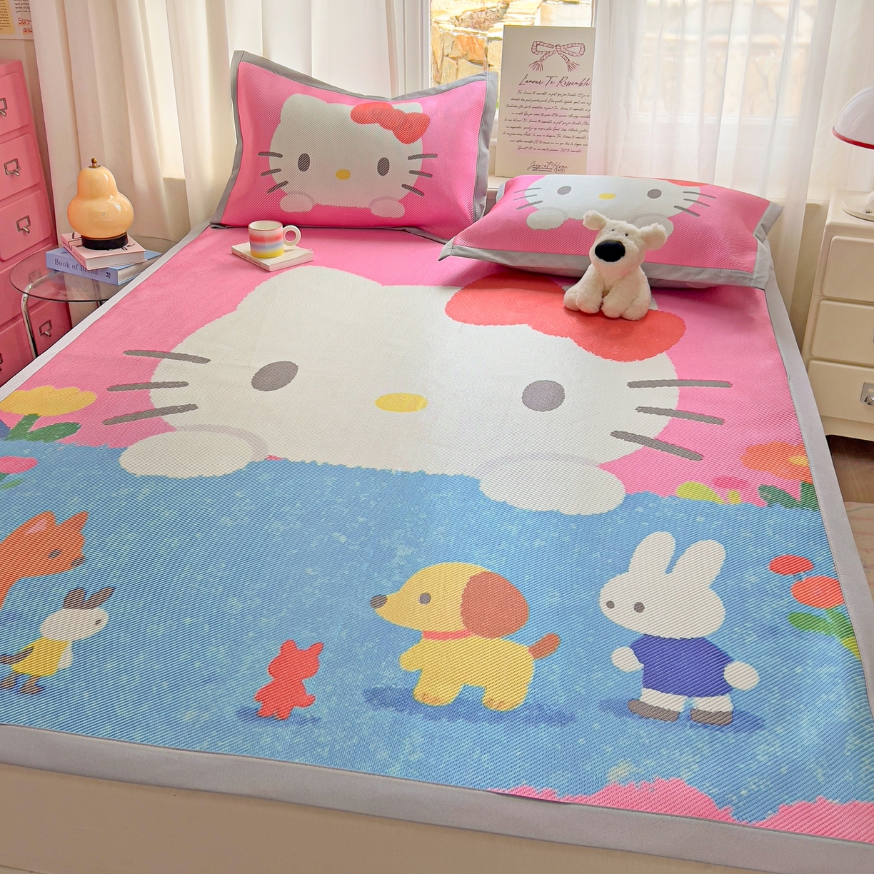 91家纺网 家纺一手货源 找家纺 川悦生活 2026新款时尚数码印花冰藤席 莓果花园