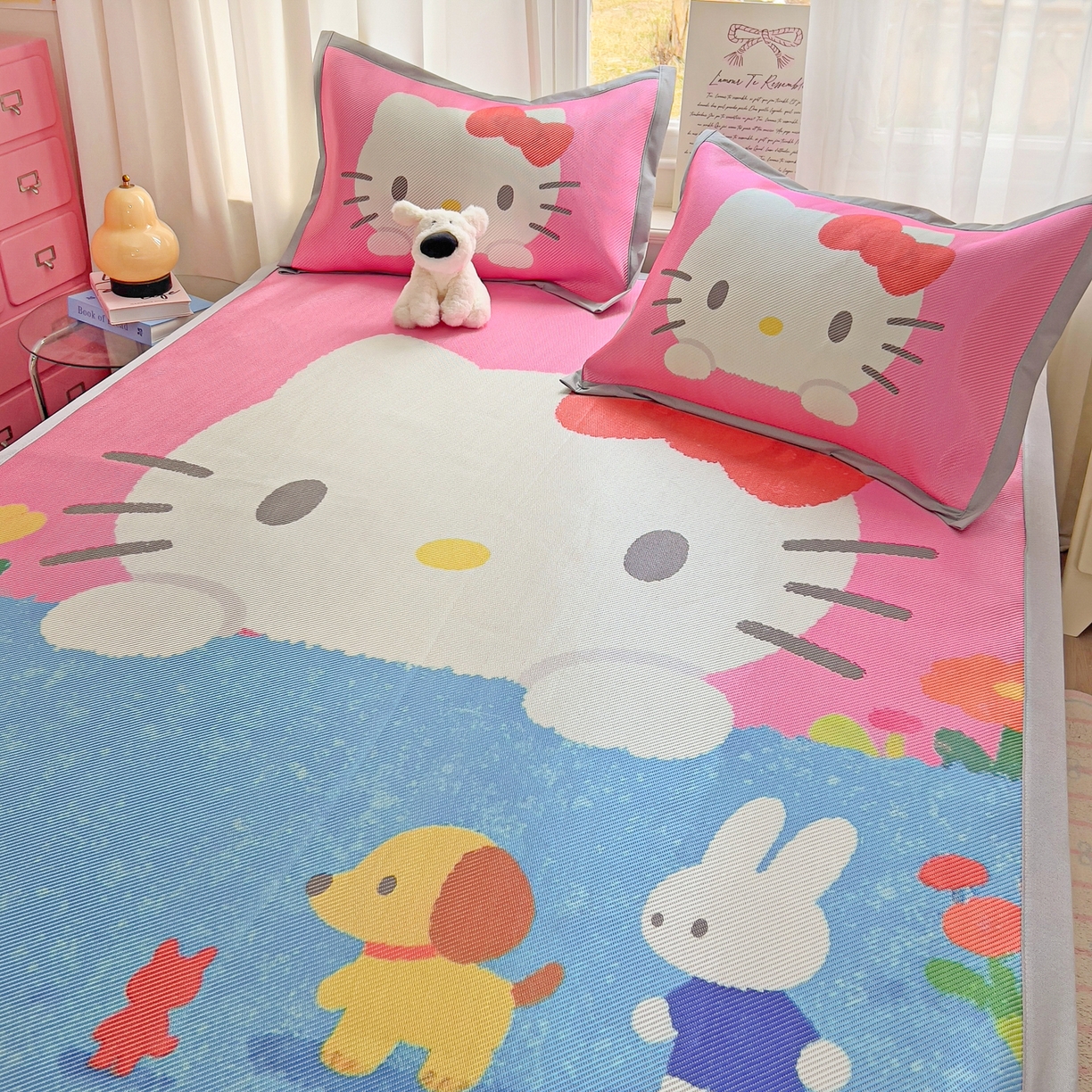 91家纺网 家纺一手货源 找家纺 川悦生活 2026新款时尚数码印花冰藤席 莓果花园