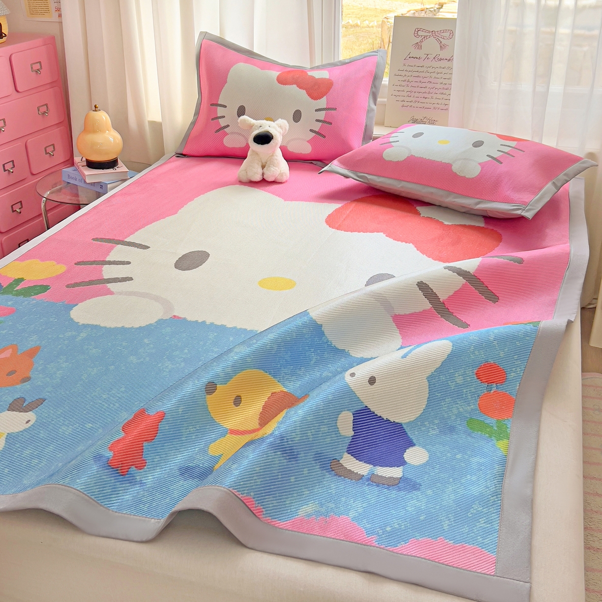 91家纺网 家纺一手货源 找家纺 川悦生活 2026新款时尚数码印花冰藤席 莓果花园