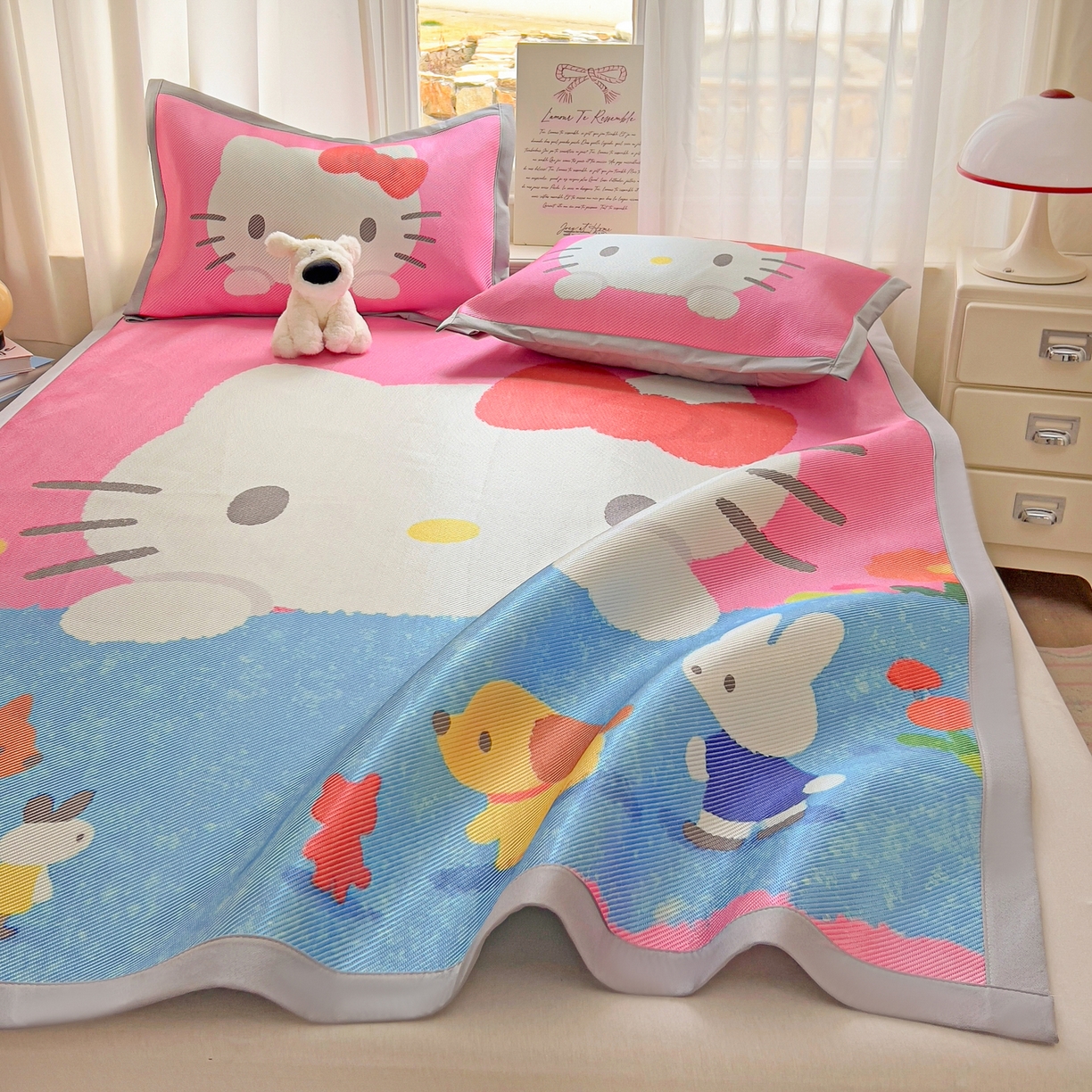 91家纺网 家纺一手货源 找家纺 川悦生活 2026新款时尚数码印花冰藤席 莓果花园