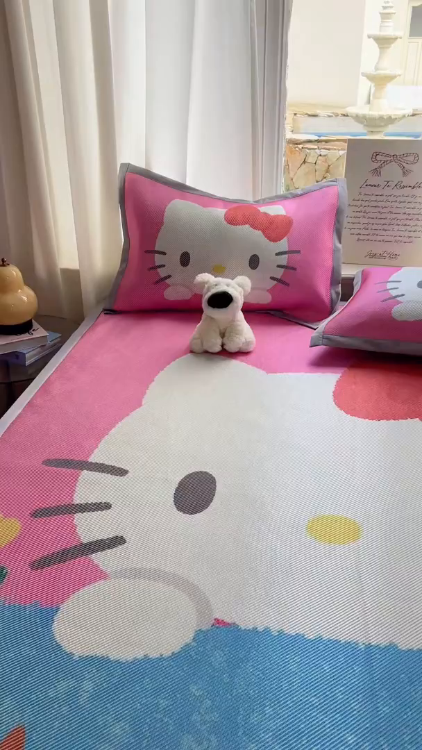 91家纺网 家纺一手货源 找家纺 川悦生活 2026新款时尚数码印花冰藤席 莓果花园