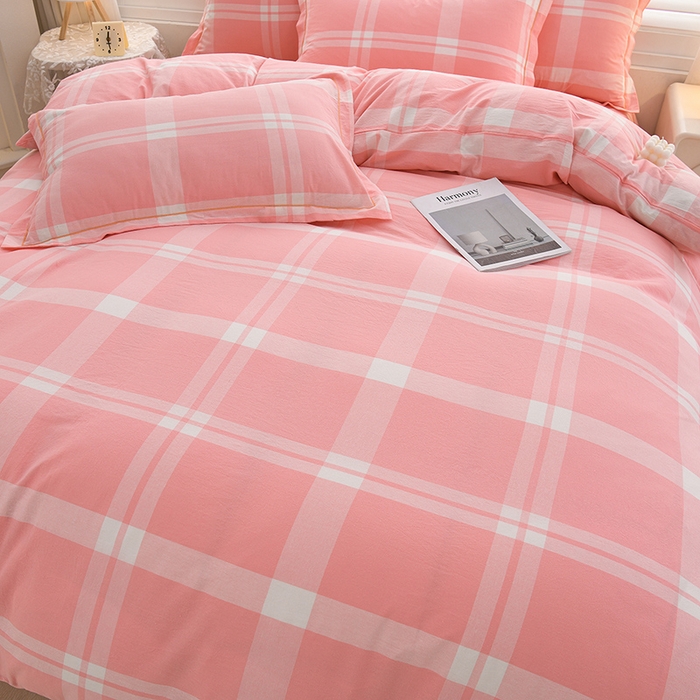 91家纺网 家纺一手货源 找家纺 润淳家居 2025新款A类全棉水洗棉四件套三件套多伦多 粉