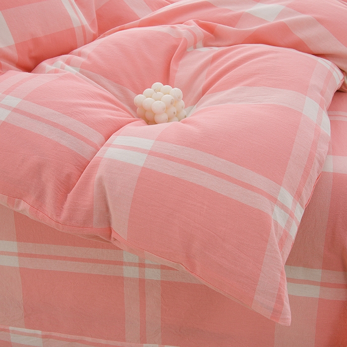 91家纺网 家纺一手货源 找家纺 润淳家居 2025新款A类全棉水洗棉四件套三件套多伦多 粉