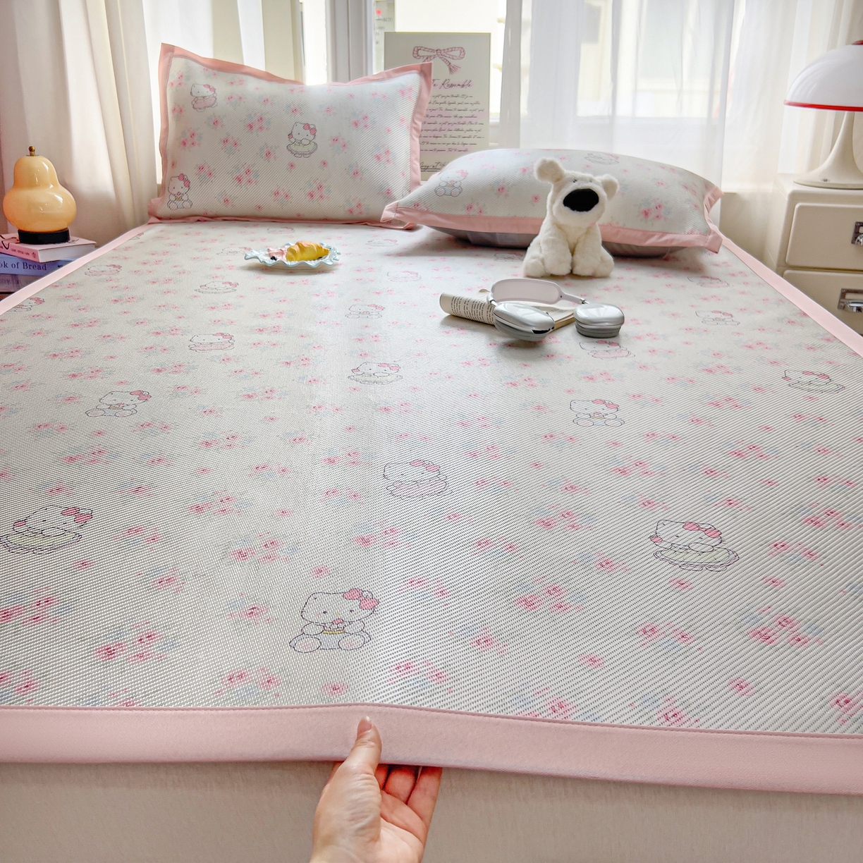 川悦生活 2026新款时尚数码印花冰藤席 喵小花