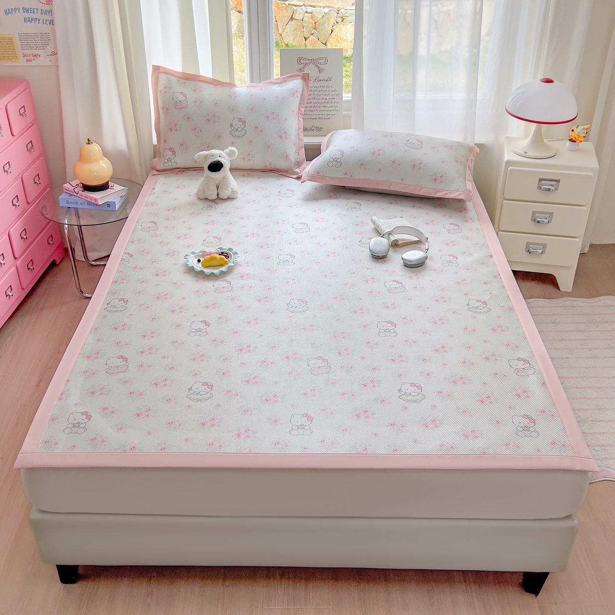 91家纺网 家纺一手货源 找家纺 川悦生活 2026新款时尚数码印花冰藤席 喵小花