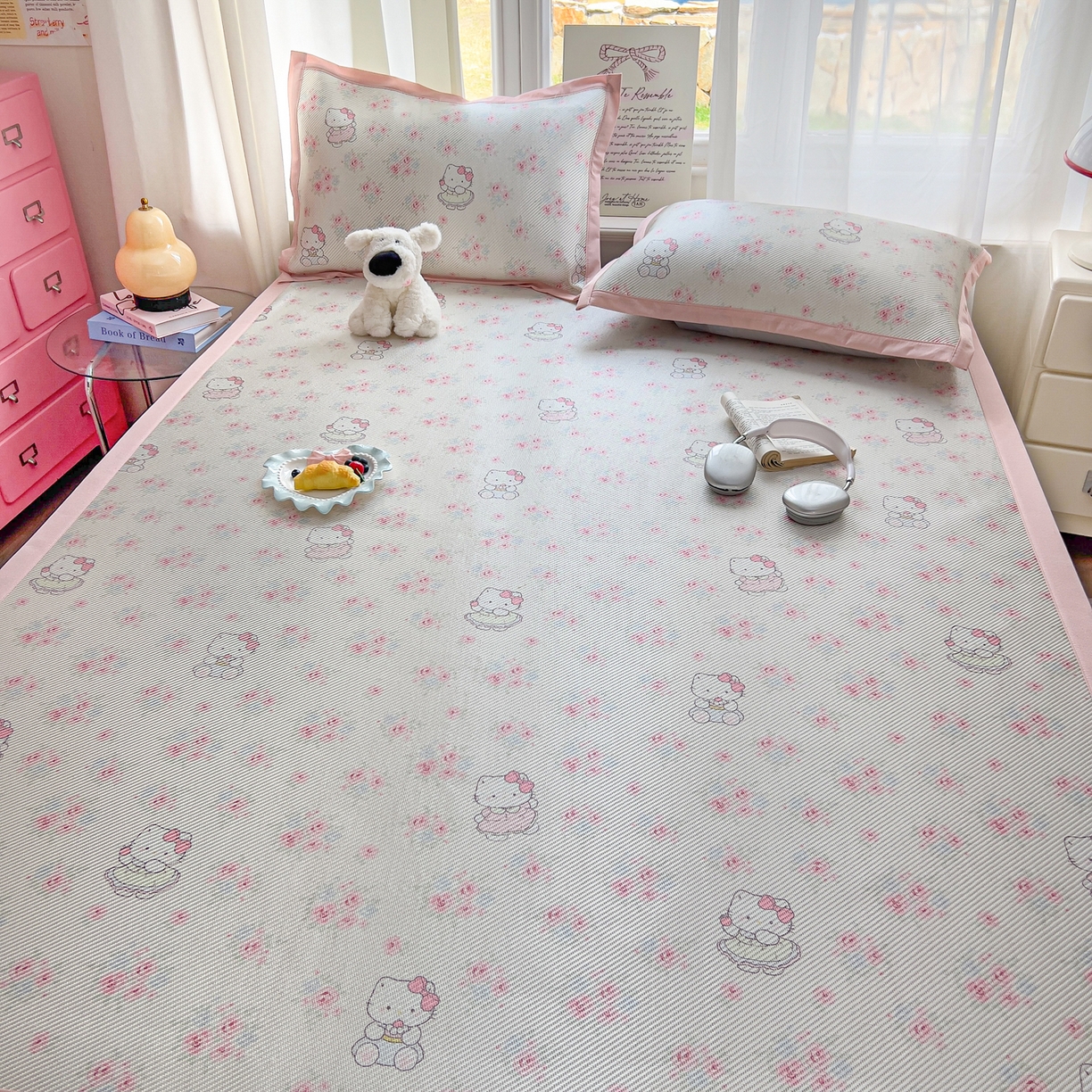 91家纺网 家纺一手货源 找家纺 川悦生活 2026新款时尚数码印花冰藤席 喵小花