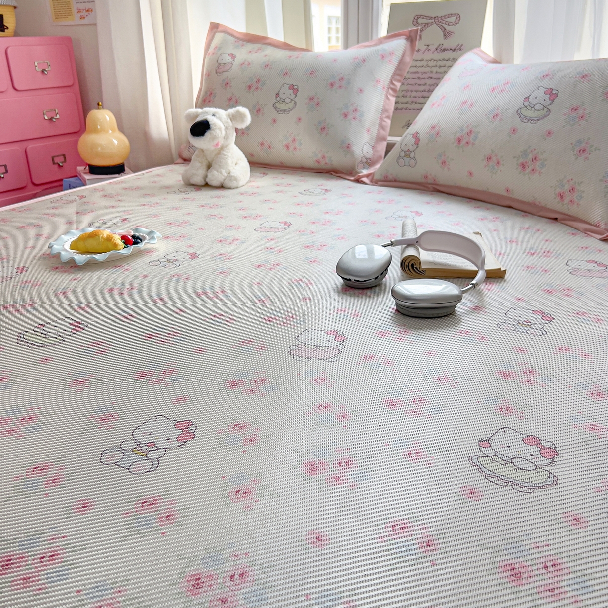 91家纺网 家纺一手货源 找家纺 川悦生活 2026新款时尚数码印花冰藤席 喵小花