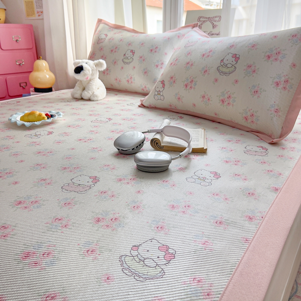 91家纺网 家纺一手货源 找家纺 川悦生活 2026新款时尚数码印花冰藤席 喵小花