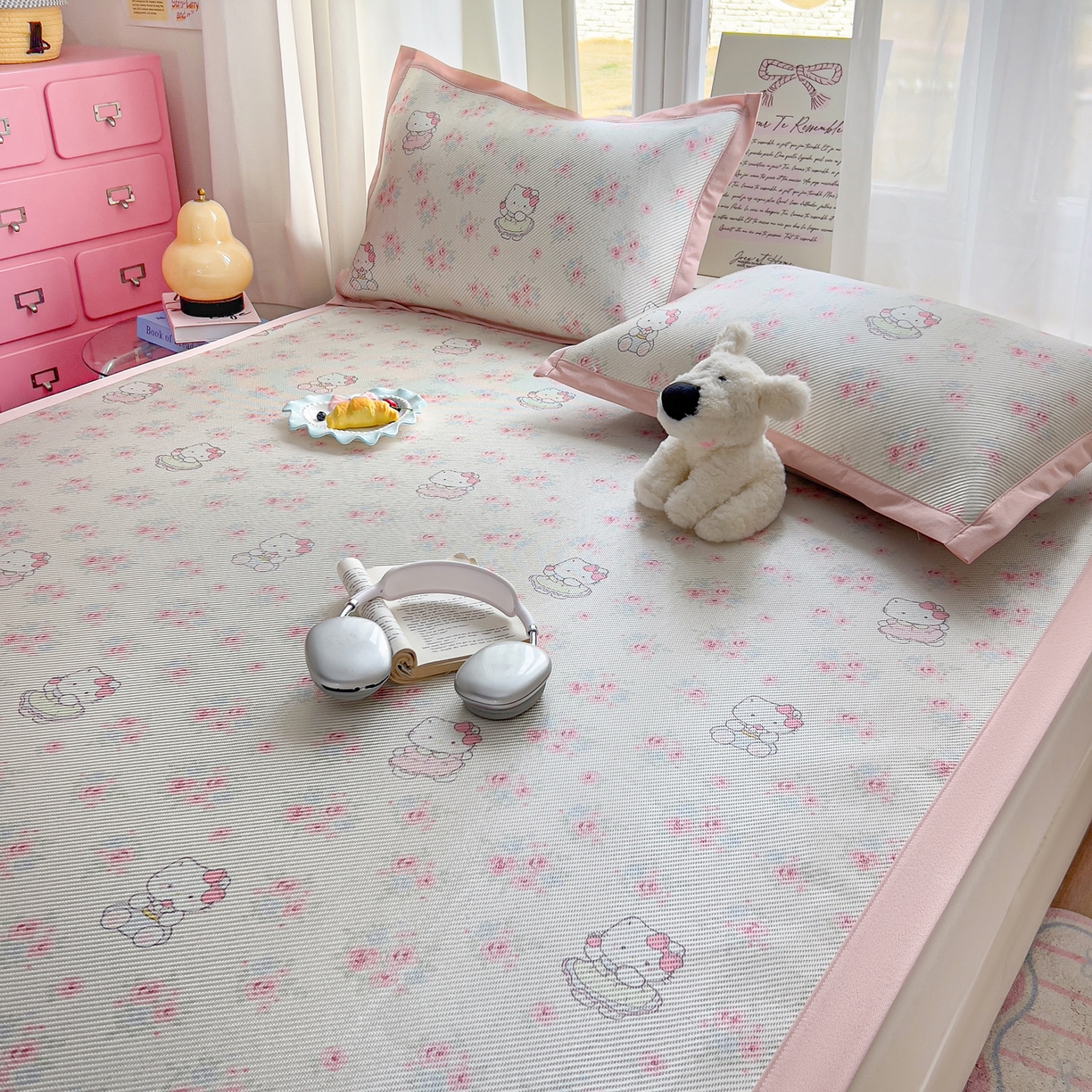 91家纺网 家纺一手货源 找家纺 川悦生活 2026新款时尚数码印花冰藤席 喵小花