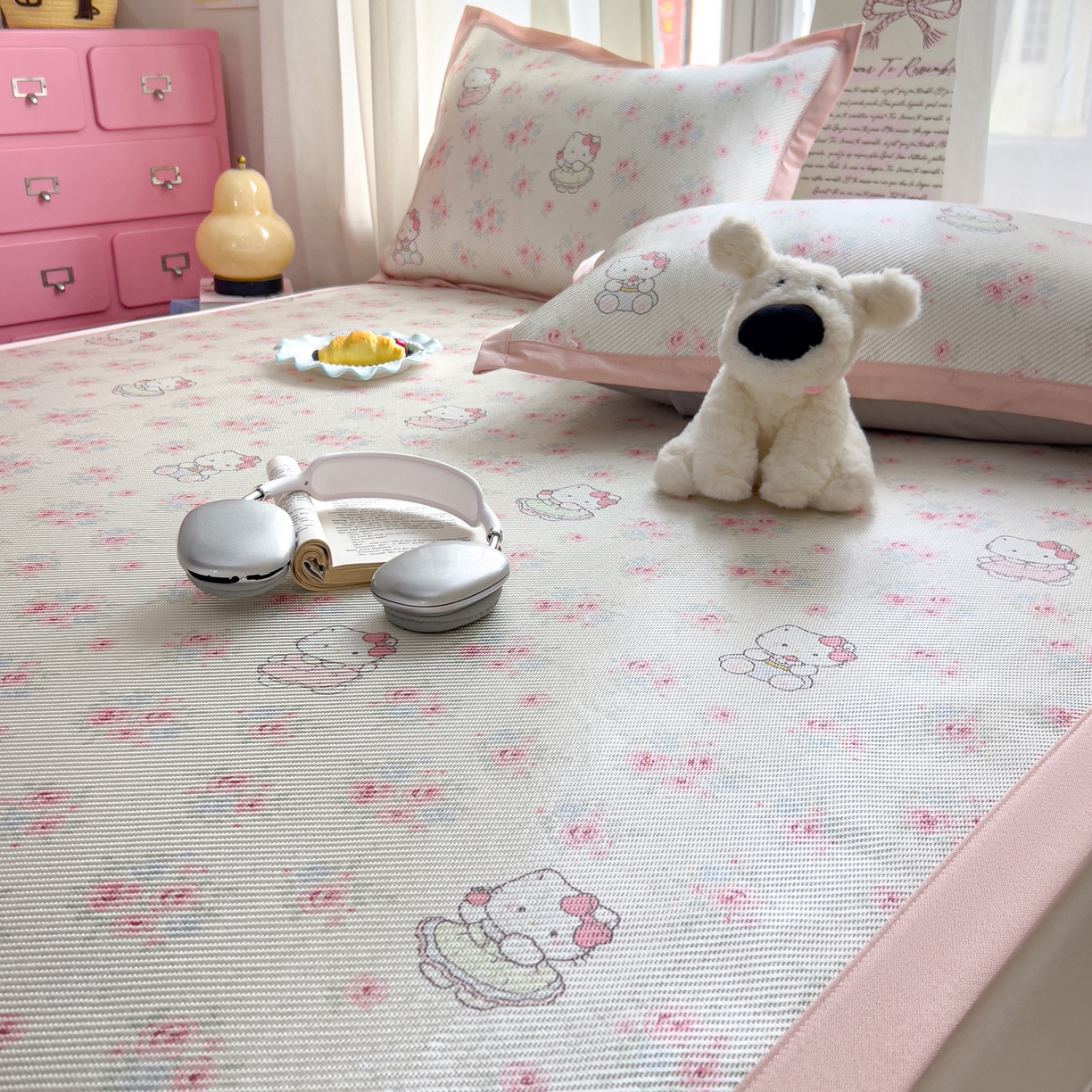 91家纺网 家纺一手货源 找家纺 川悦生活 2026新款时尚数码印花冰藤席 喵小花