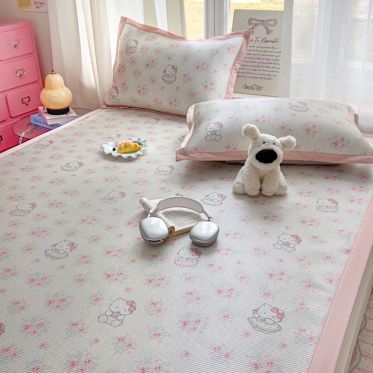 91家纺网 家纺一手货源 找家纺 川悦生活 2026新款时尚数码印花冰藤席 喵小花