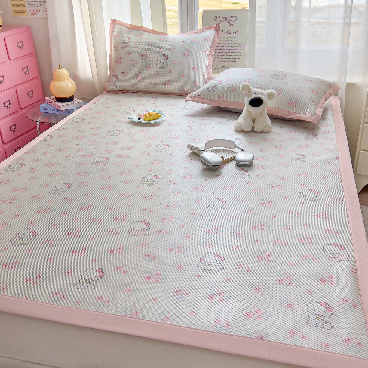 91家纺网 家纺一手货源 找家纺 川悦生活 2026新款时尚数码印花冰藤席 喵小花