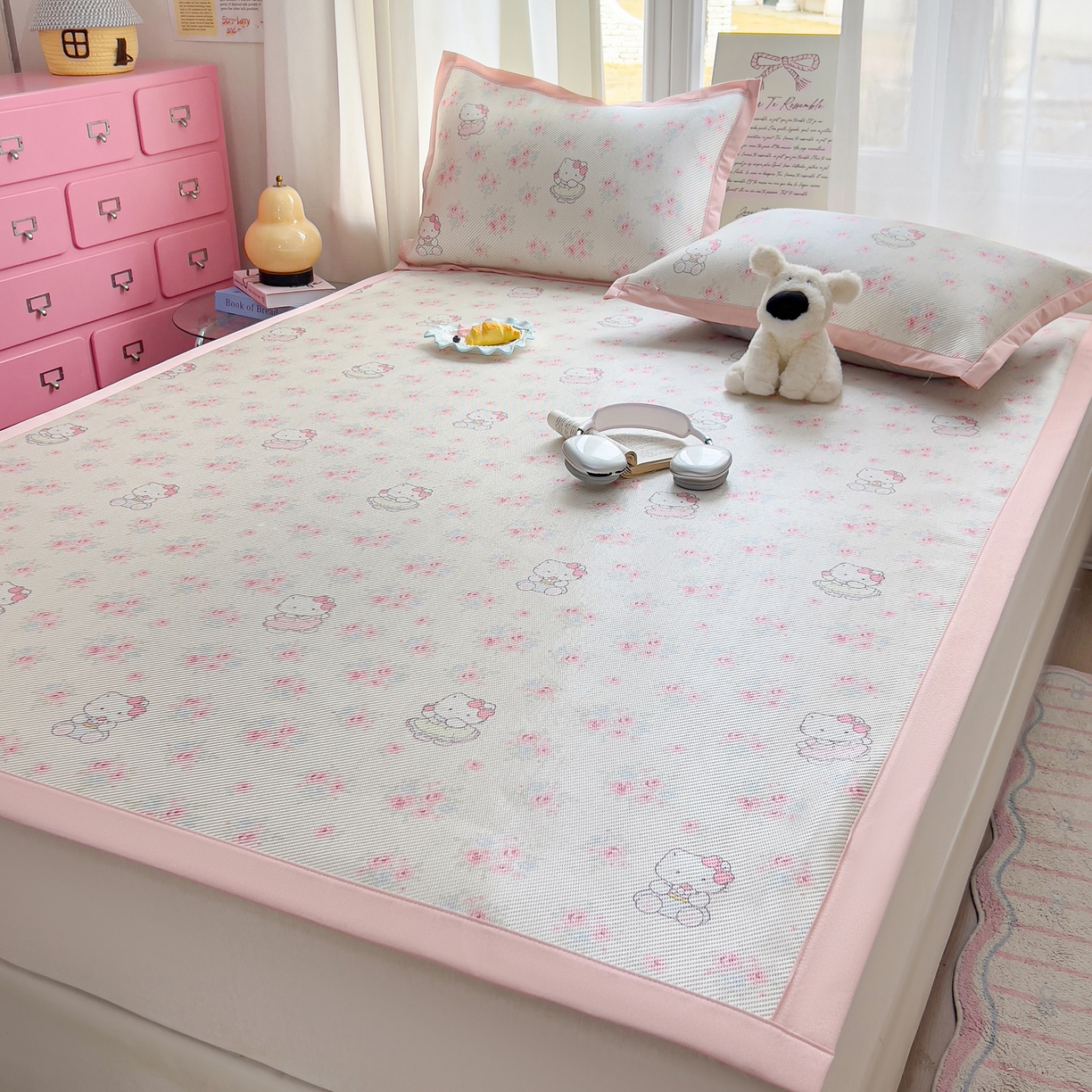 91家纺网 家纺一手货源 找家纺 川悦生活 2026新款时尚数码印花冰藤席 喵小花