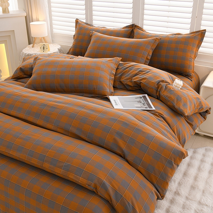 91家纺网 家纺一手货源 找家纺 润淳家居 2025新款A类全棉水洗棉四件套三件套沐光 灰