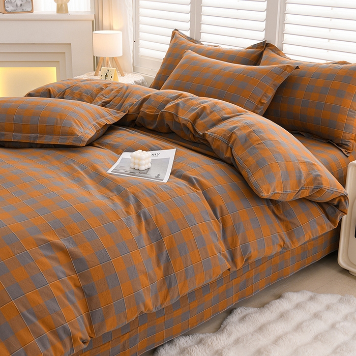 91家纺网 家纺一手货源 找家纺 润淳家居 2025新款A类全棉水洗棉四件套三件套沐光 灰