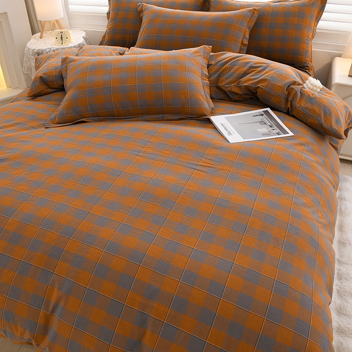 91家纺网 家纺一手货源 找家纺 润淳家居 2025新款A类全棉水洗棉四件套三件套沐光 灰