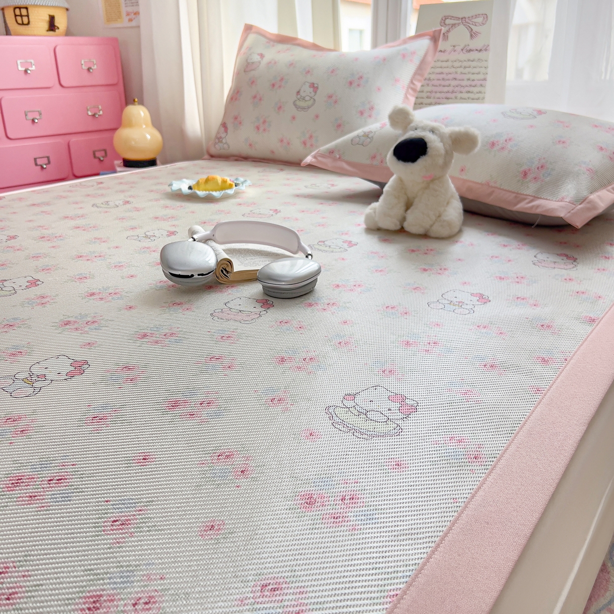 91家纺网 家纺一手货源 找家纺 川悦生活 2026新款时尚数码印花冰藤席 喵小花