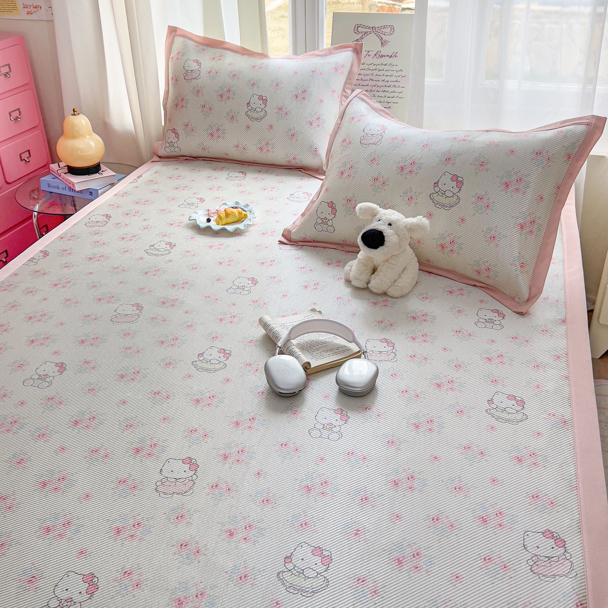 91家纺网 家纺一手货源 找家纺 川悦生活 2026新款时尚数码印花冰藤席 喵小花